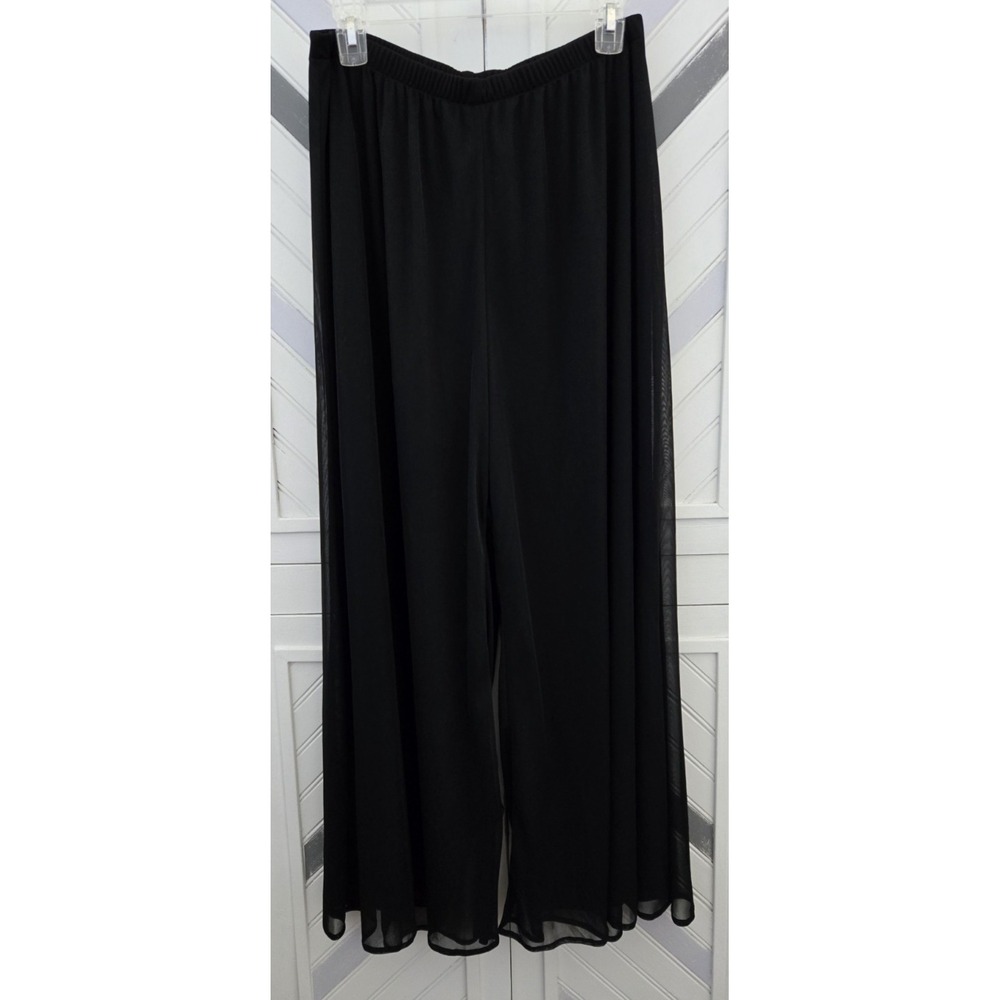 Collection by Dressbarn Women's 14/16 Black Chiffon Wide Leg Fully Lined Pants